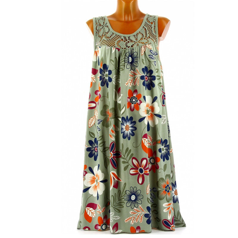 Women's Summer Sleeveless Floral Print Dress