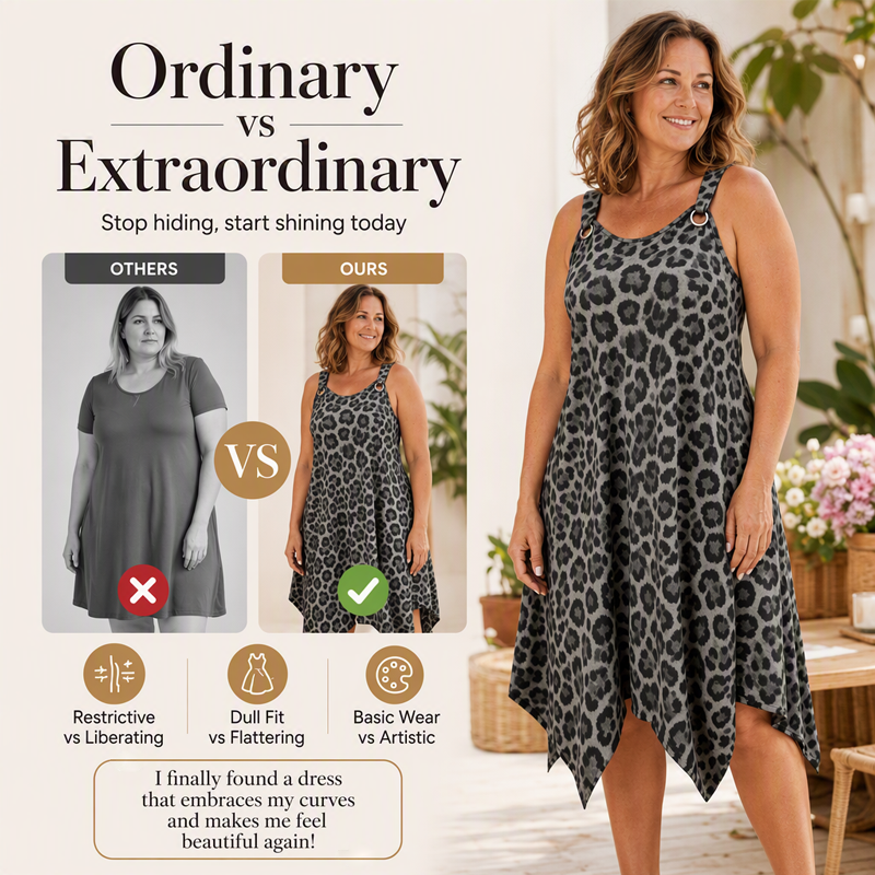 Women's Plus Size Leopard Print Strap Dress
