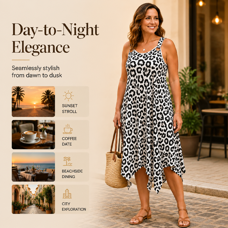 Women's Plus Size Leopard Print Strap Dress