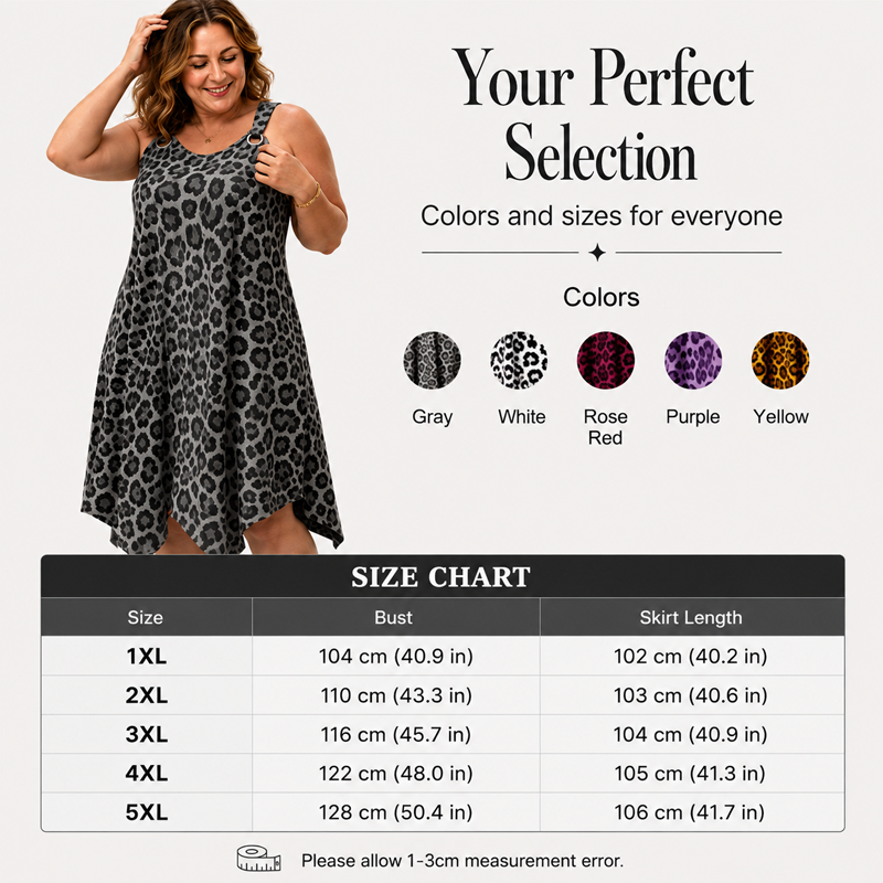 Women's Plus Size Leopard Print Strap Dress