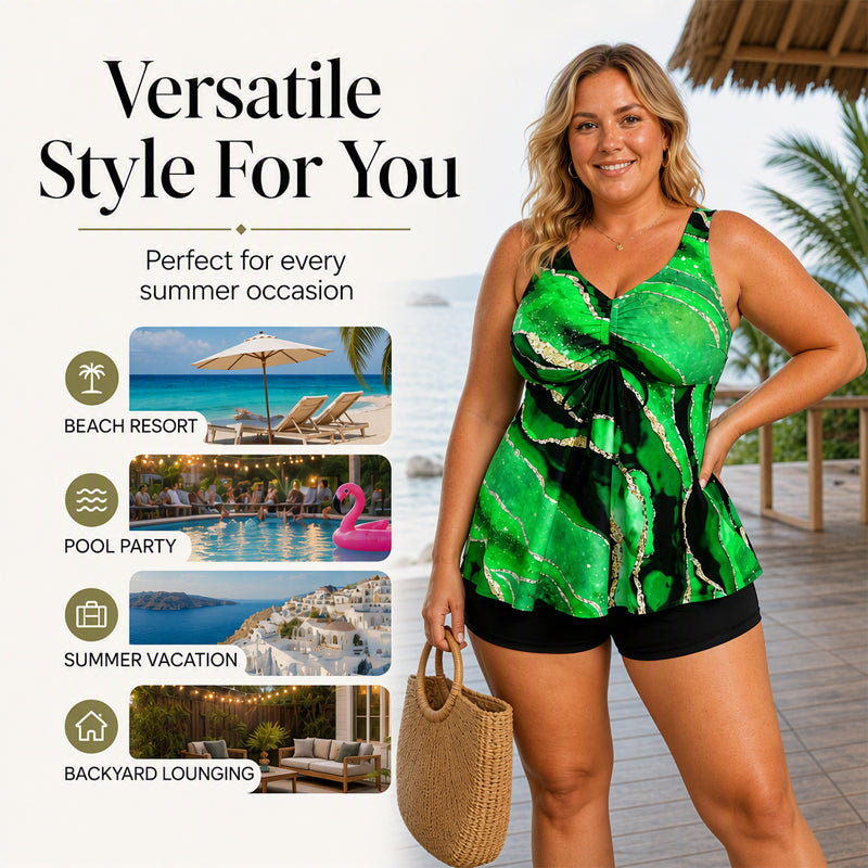 Women's Plus Size Two-Piece Tankini Swimsuit