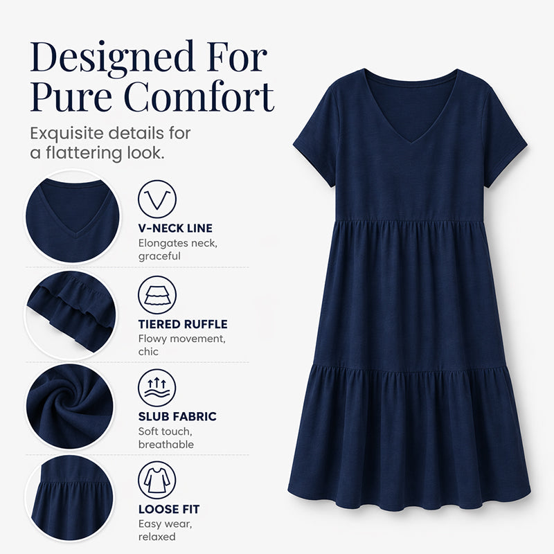 Women's V-Neck Tiered Ruffle Dress
