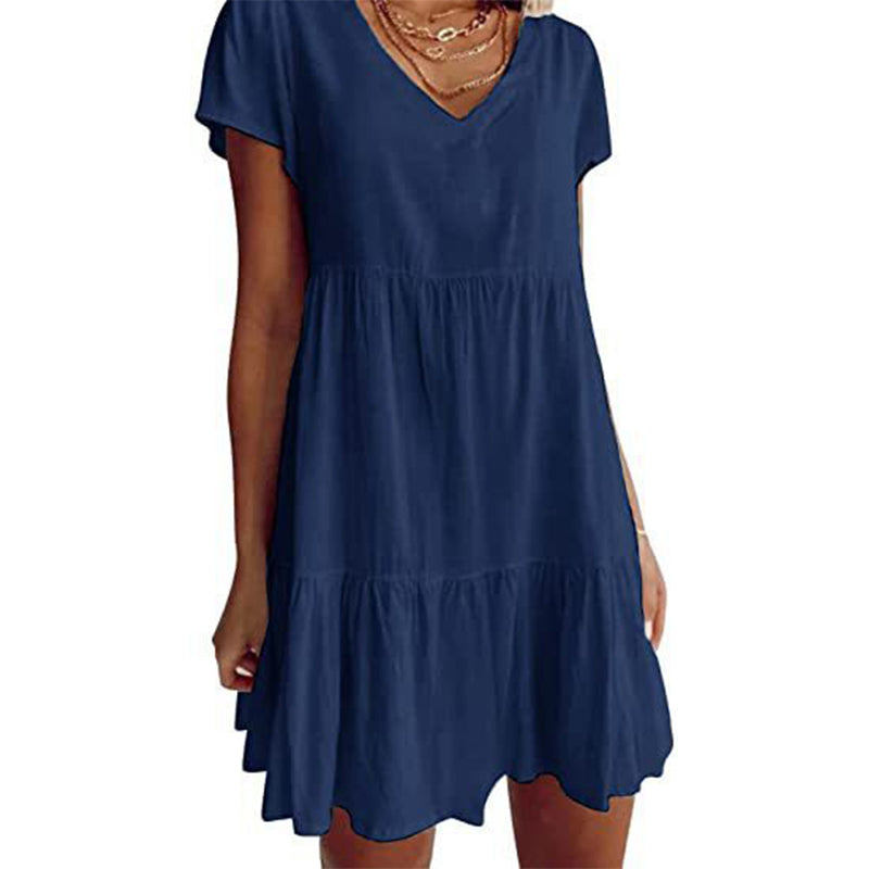 Women's V-Neck Tiered Ruffle Dress