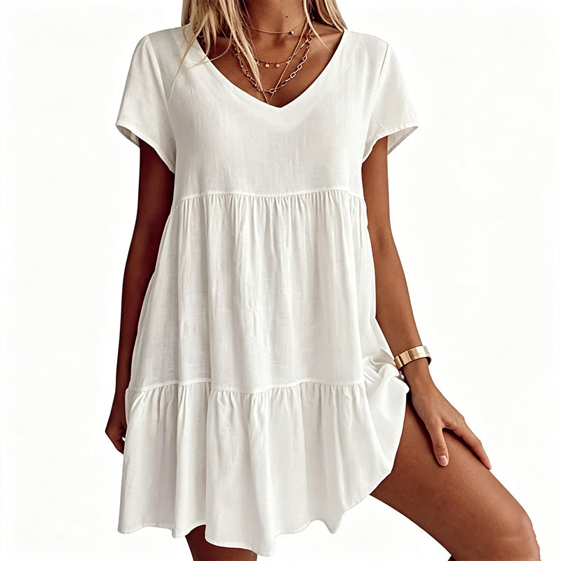 Women's V-Neck Tiered Ruffle Dress