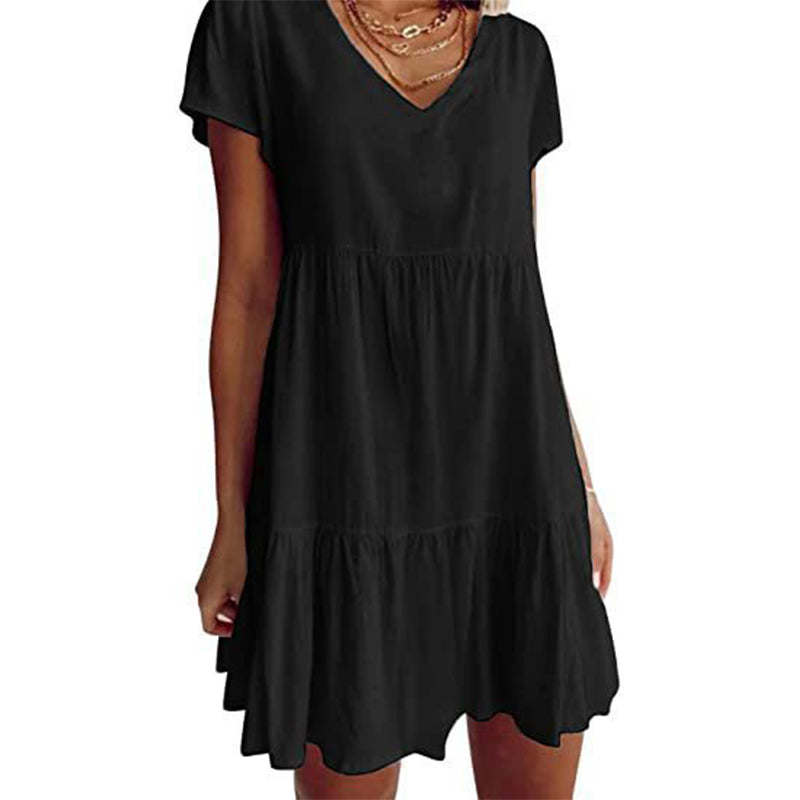 Women's V-Neck Tiered Ruffle Dress