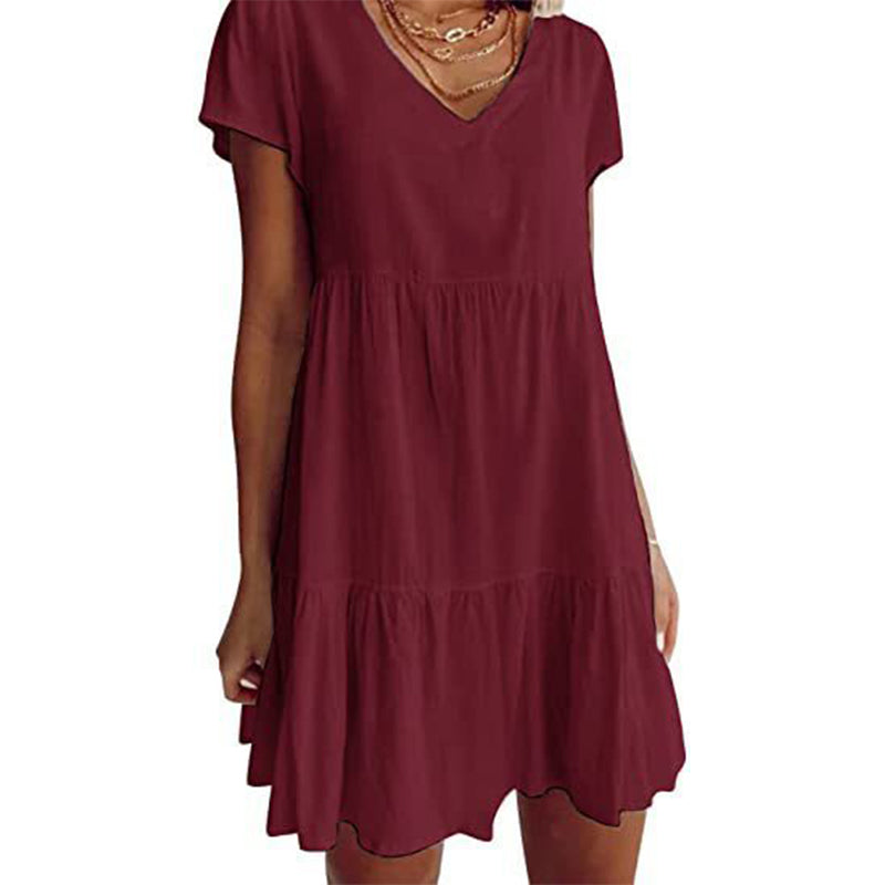 Women's V-Neck Tiered Ruffle Dress