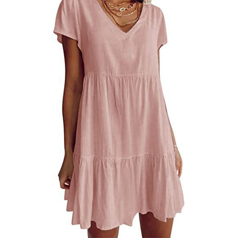 Women's V-Neck Tiered Ruffle Dress