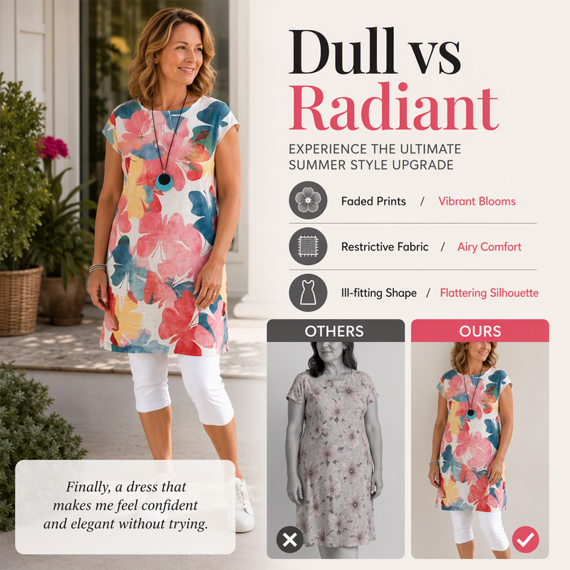 Women's Floral Print Loose Dress with Pockets