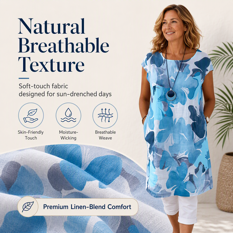Women's Floral Print Loose Dress with Pockets