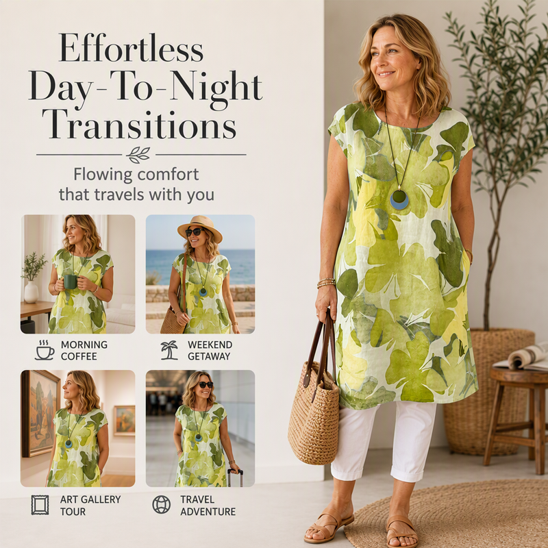 Women's Floral Print Loose Dress with Pockets