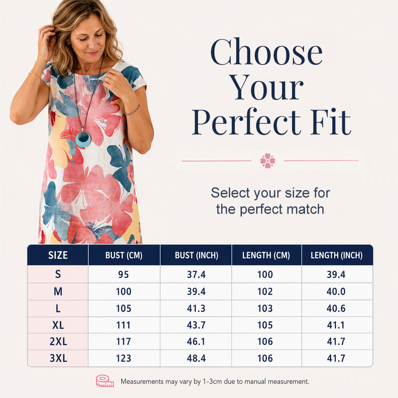 Women's Floral Print Loose Dress with Pockets