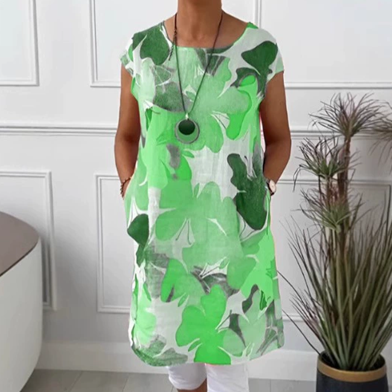 Women's Floral Print Loose Dress with Pockets