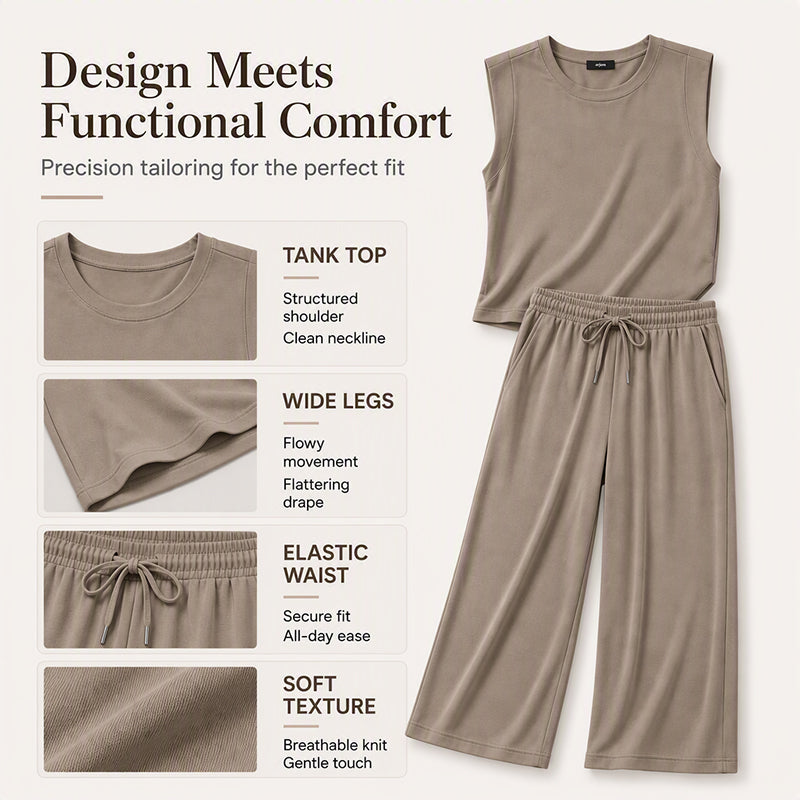 Women's Sleeveless Tank Top & Wide-Leg Pants Set