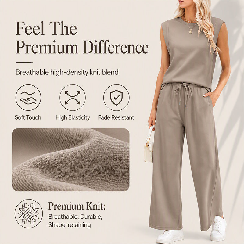Women's Sleeveless Tank Top & Wide-Leg Pants Set