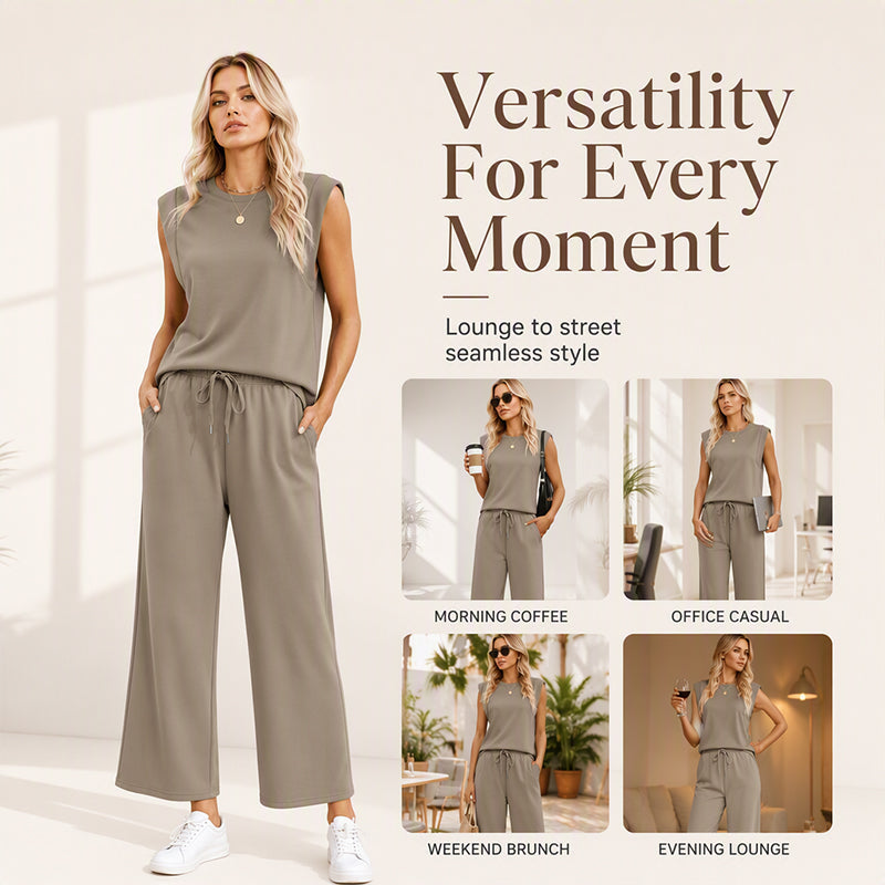 Women's Sleeveless Tank Top & Wide-Leg Pants Set