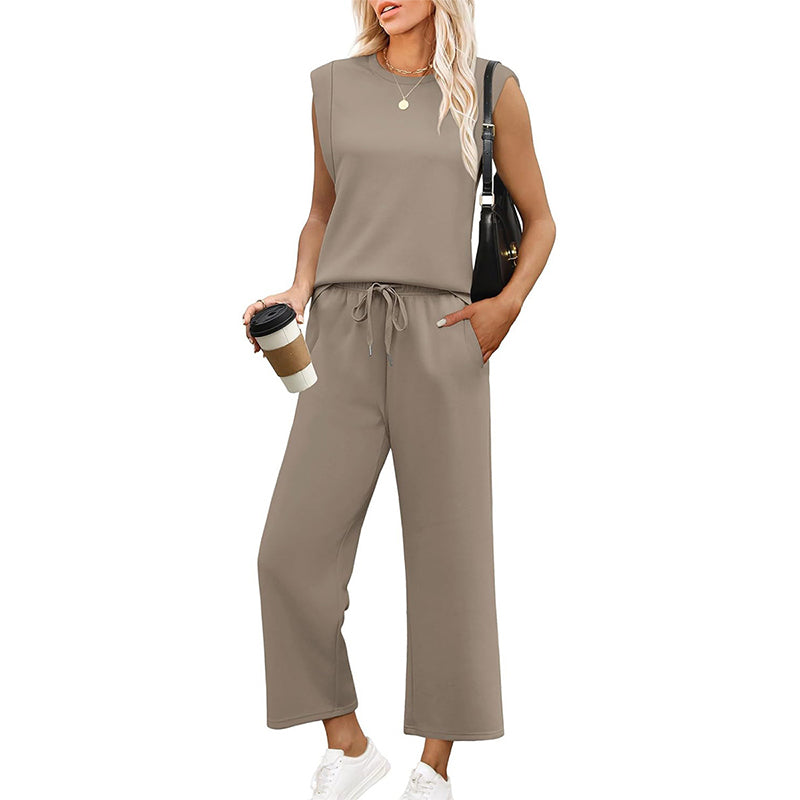 Women's Sleeveless Tank Top & Wide-Leg Pants Set
