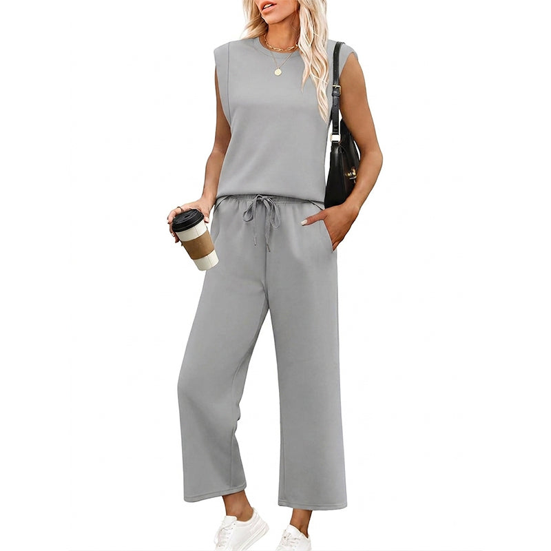 Women's Sleeveless Tank Top & Wide-Leg Pants Set