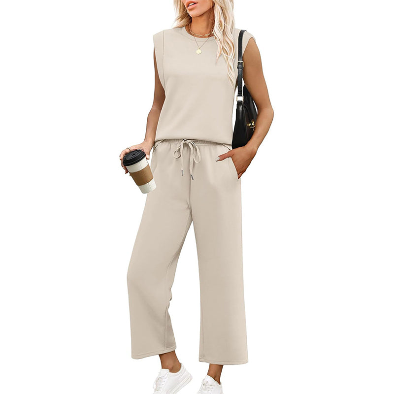 Women's Sleeveless Tank Top & Wide-Leg Pants Set