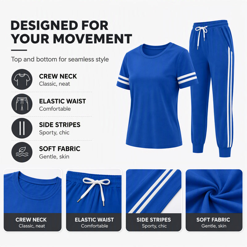 Women's Striped T-Shirt & Drawstring Joggers Set