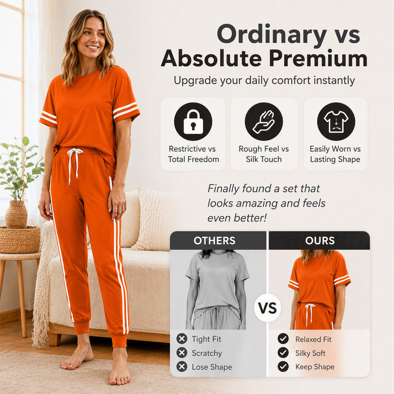 Women's Striped T-Shirt & Drawstring Joggers Set