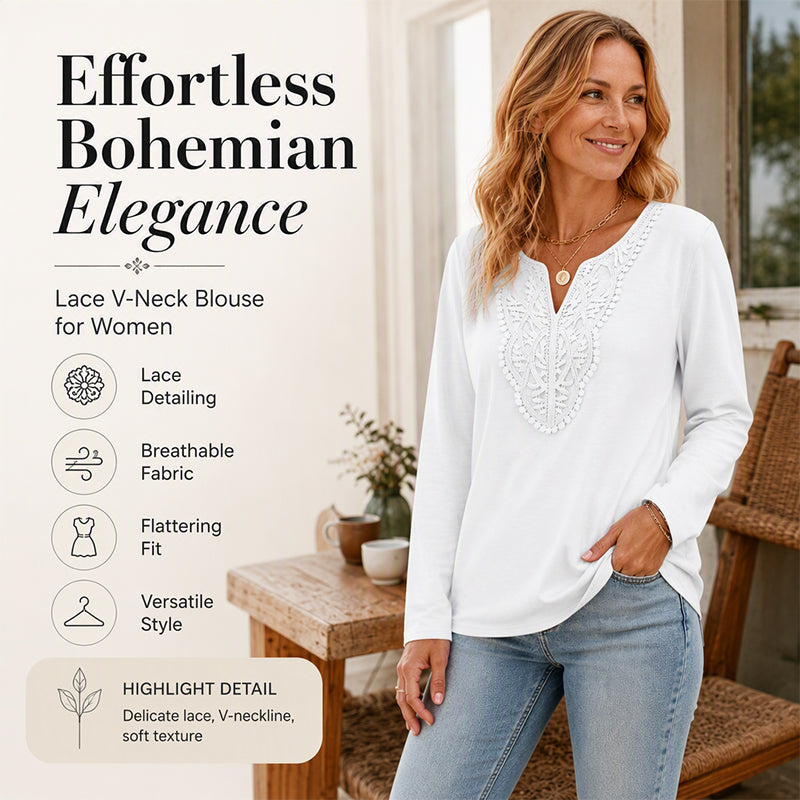 Women's Elegant Lace V-Neck Top