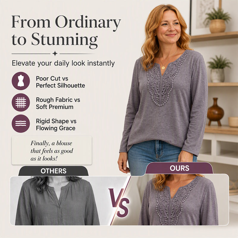 Women's Elegant Lace V-Neck Top