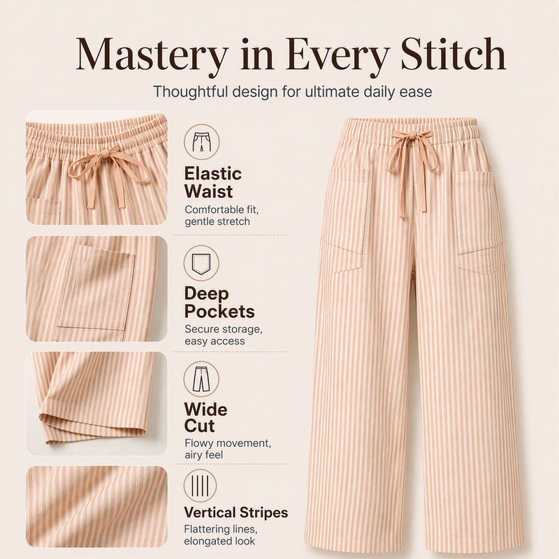 Women's Summer Striped Wide-Leg Pants