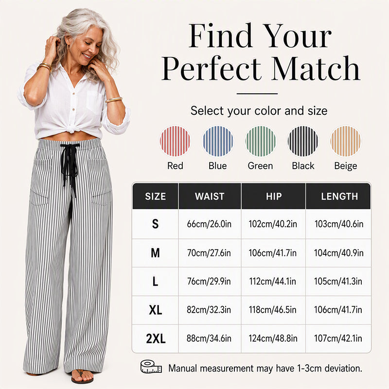 Women's Summer Striped Wide-Leg Pants