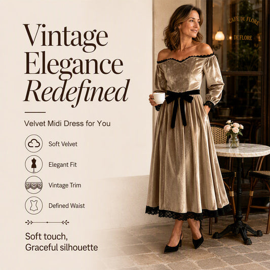 Women's Off-Shoulder Velvet Midi Dress