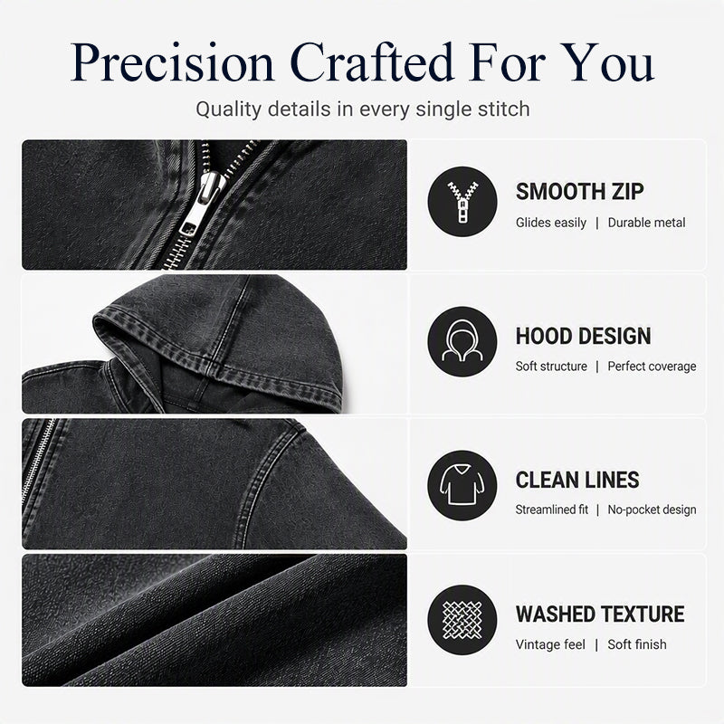 Women's Casual Washed Denim Hooded Jacket