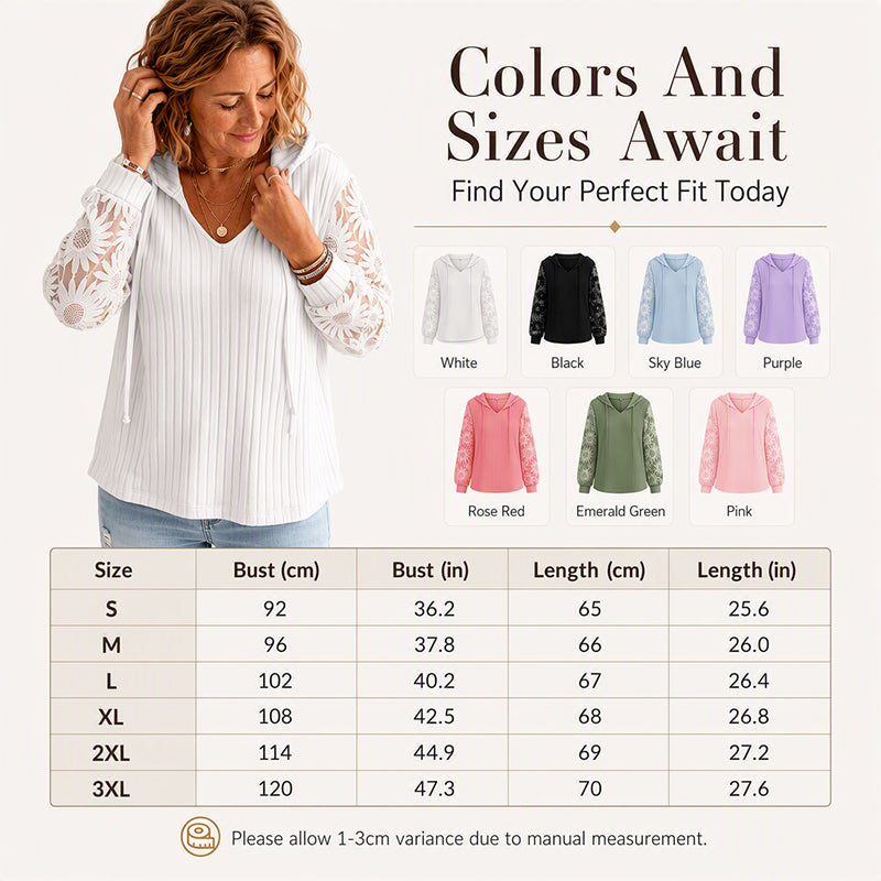 Women's Chic Lace Sleeve Hooded Sweater