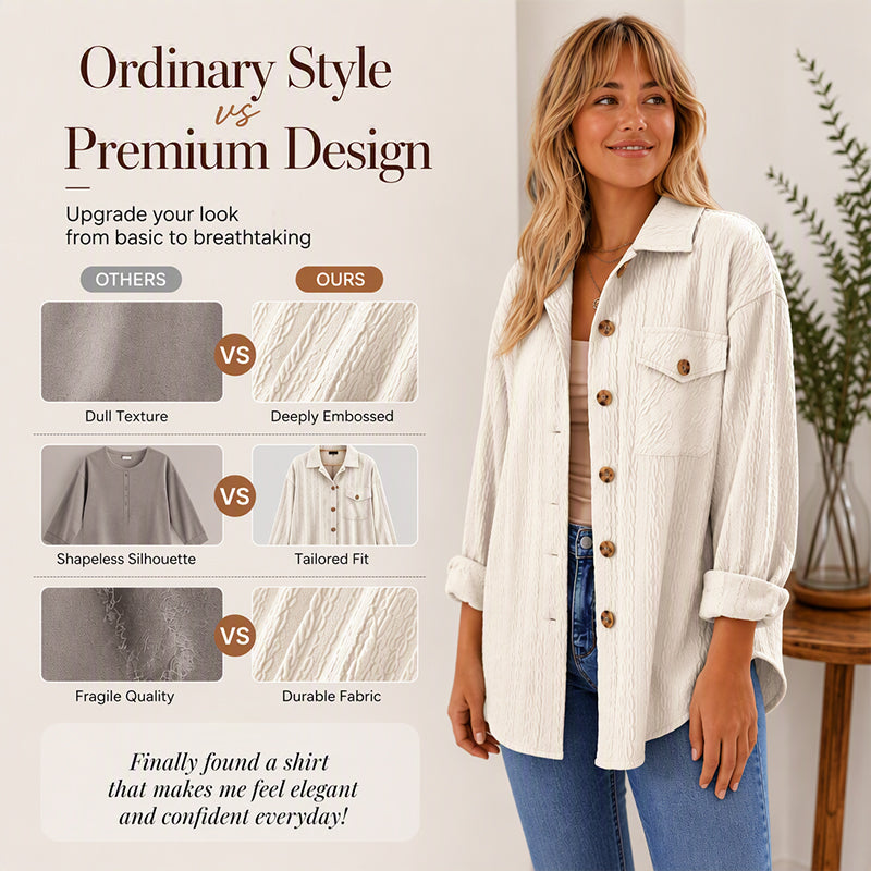 Women's Textured Long Sleeve Button-Down Shirt