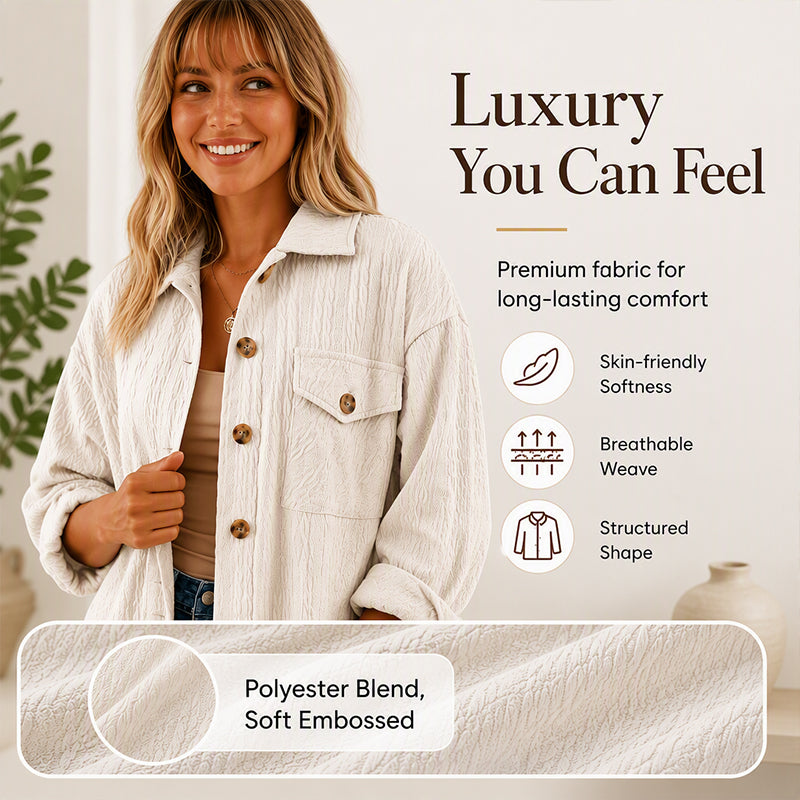 Women's Textured Long Sleeve Button-Down Shirt