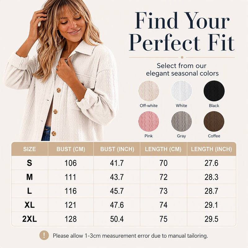 Women's Textured Long Sleeve Button-Down Shirt