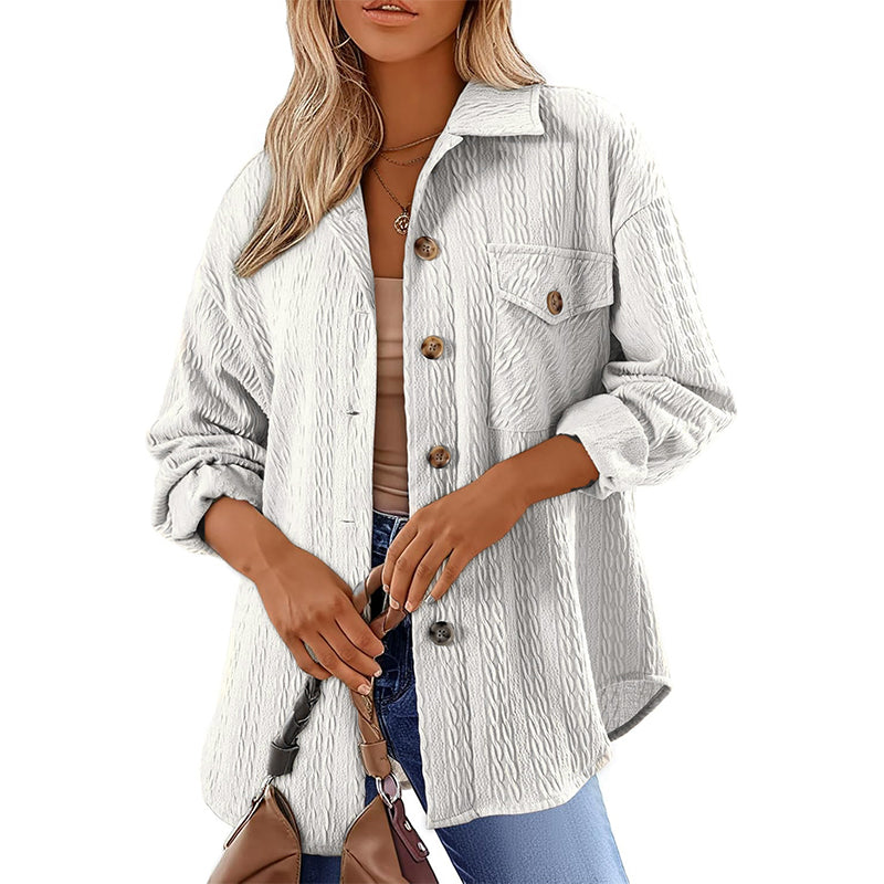 Women's Textured Long Sleeve Button-Down Shirt