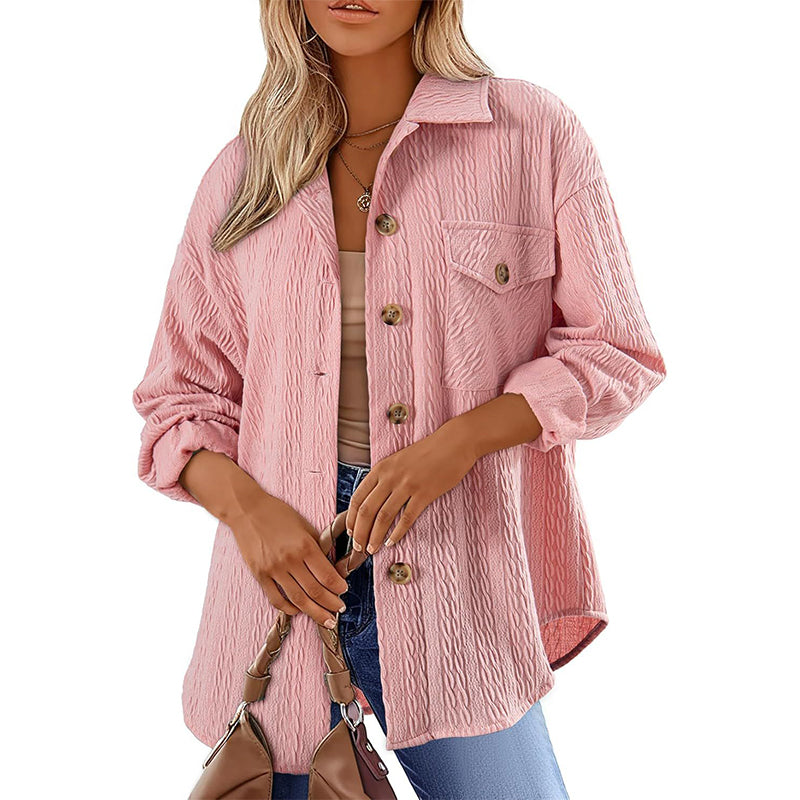 Women's Textured Long Sleeve Button-Down Shirt