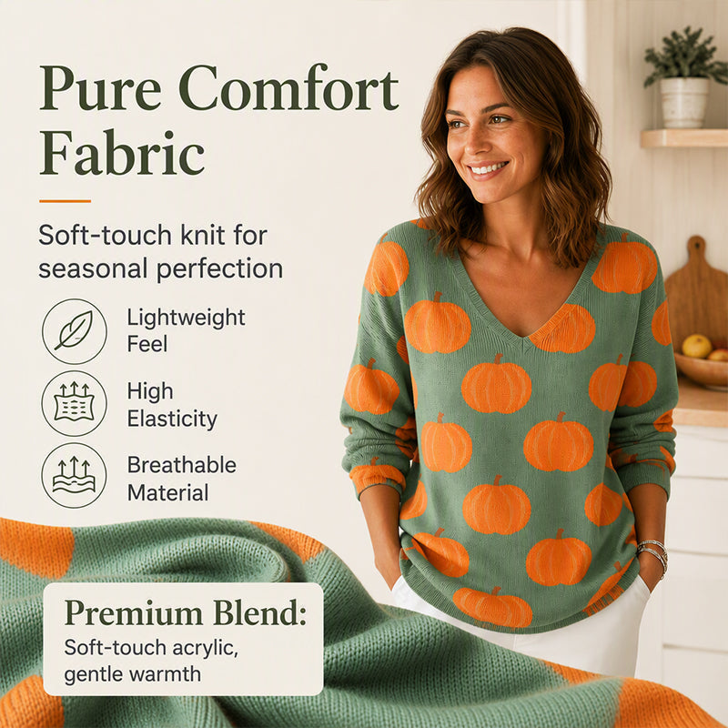 Women's Casual Printed V-Neck Knit Top