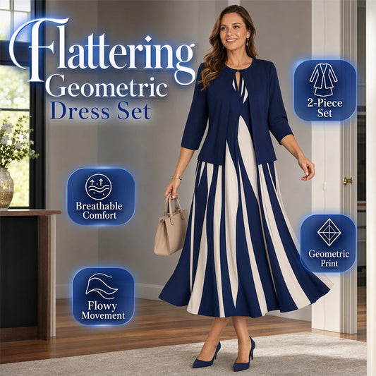Flattering Geometric Dress Set