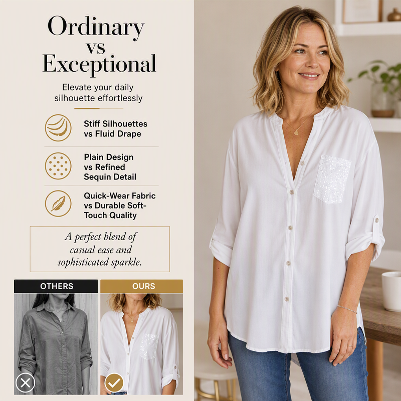 Women's Chic Sequin Stand Collar Shirt