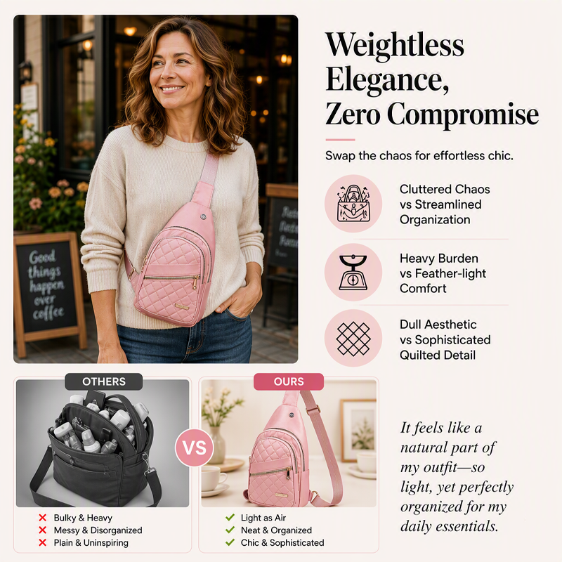 Lightweight Quilted Crossbody Sling Bag