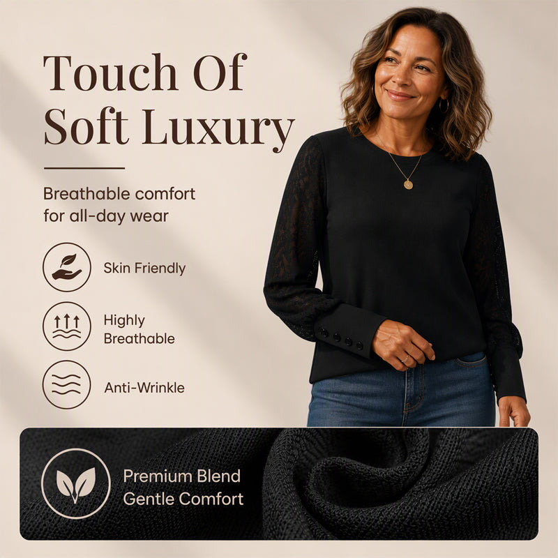 Women's Lace Patchwork Waffle Knit T-Shirt