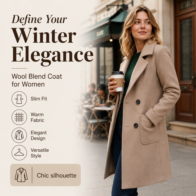 Women's Double-Breasted Long Woolen Coat