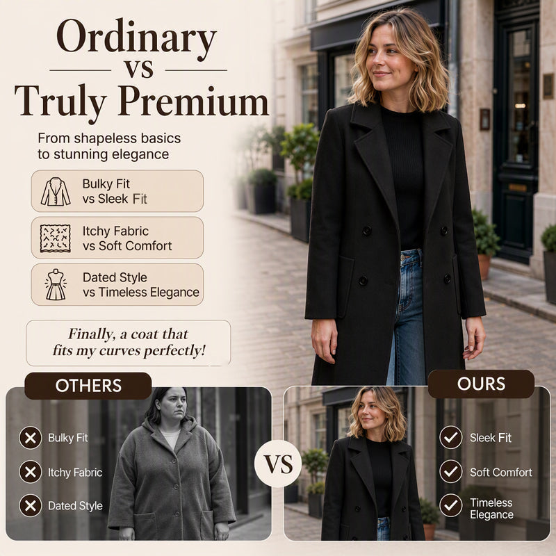 Women's Double-Breasted Long Woolen Coat