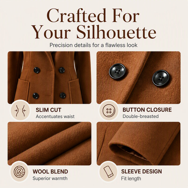 Women's Double-Breasted Long Woolen Coat