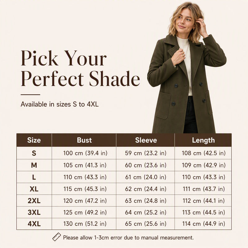 Women's Double-Breasted Long Woolen Coat
