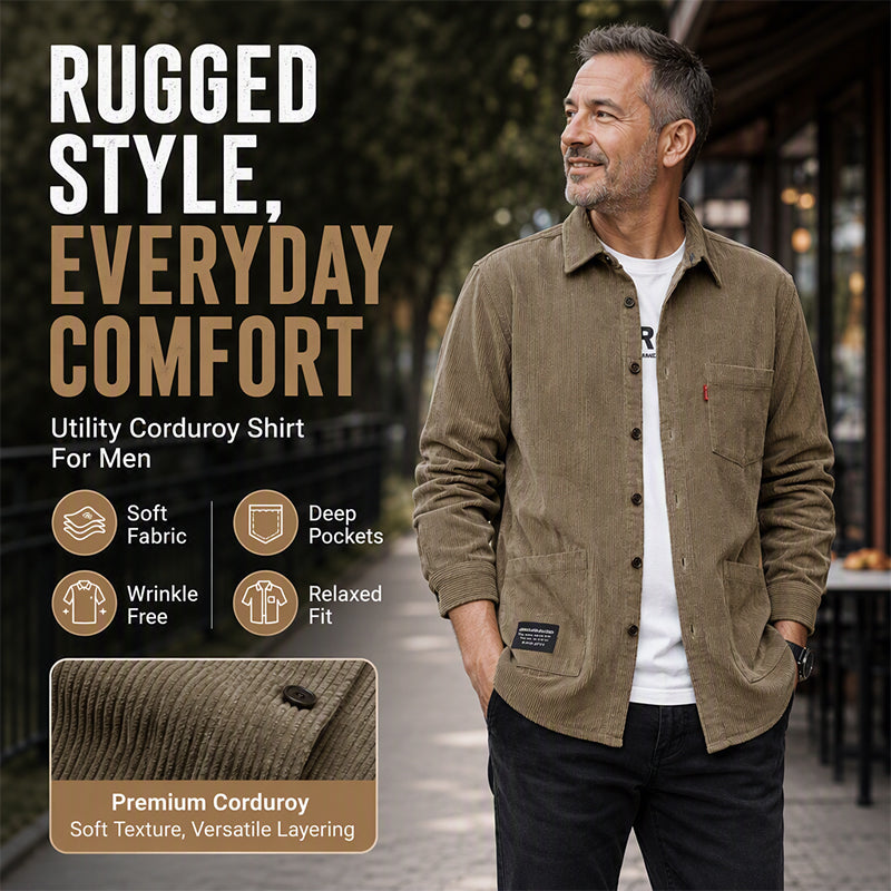 Men's Casual Corduroy Long Sleeve Shirt