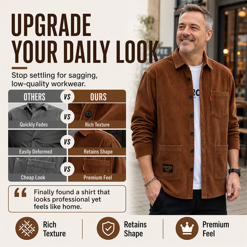 Men's Casual Corduroy Long Sleeve Shirt
