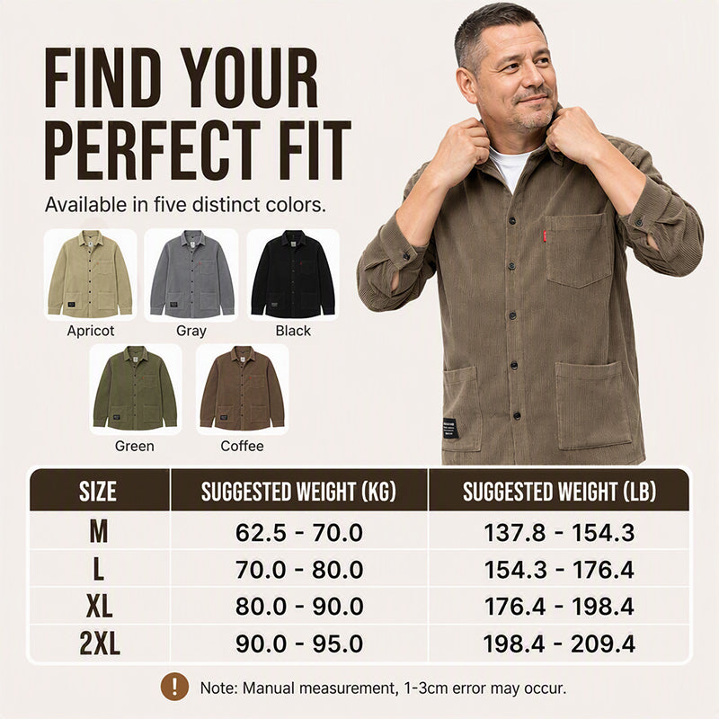 Men's Casual Corduroy Long Sleeve Shirt