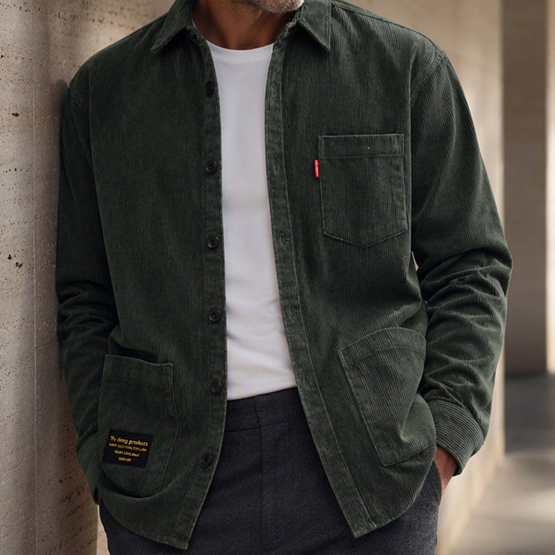 Men's Casual Corduroy Long Sleeve Shirt