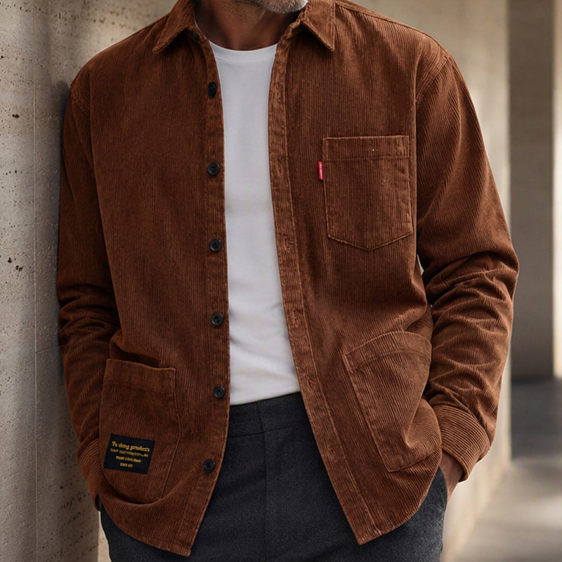 Men's Casual Corduroy Long Sleeve Shirt